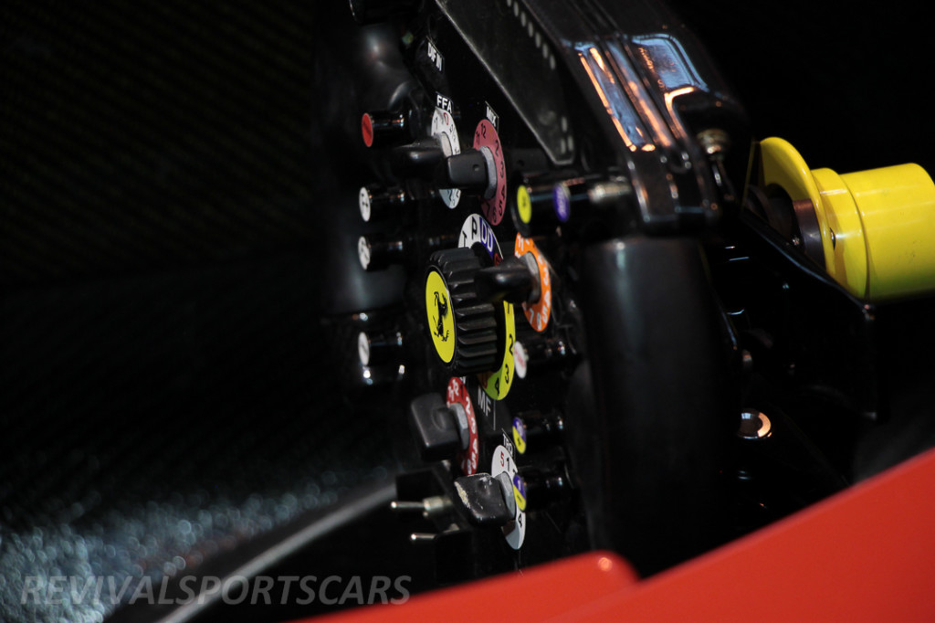 Autosport International 2014 Formula One 2013 Scuderia Ferrari F138 steering wheel design closeup