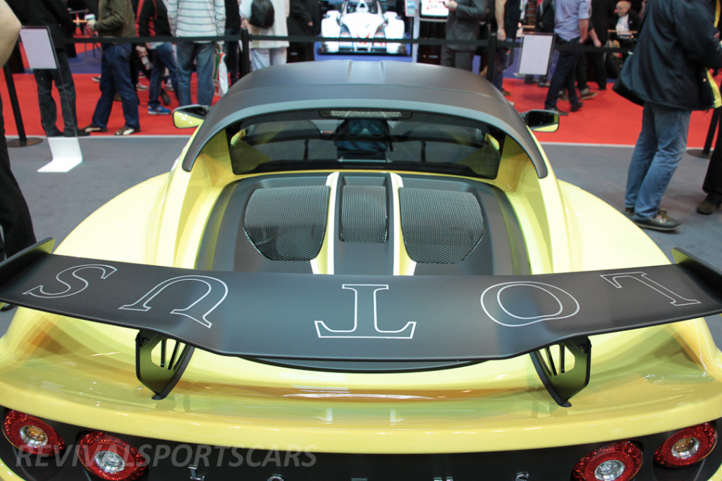 Autosport International 2014 Lotus Elise Cup R rear wing view